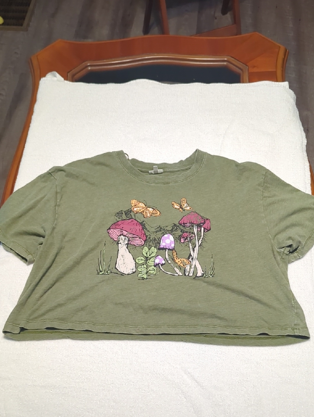 Self Esteem Olive Green Tee with Pink Accent